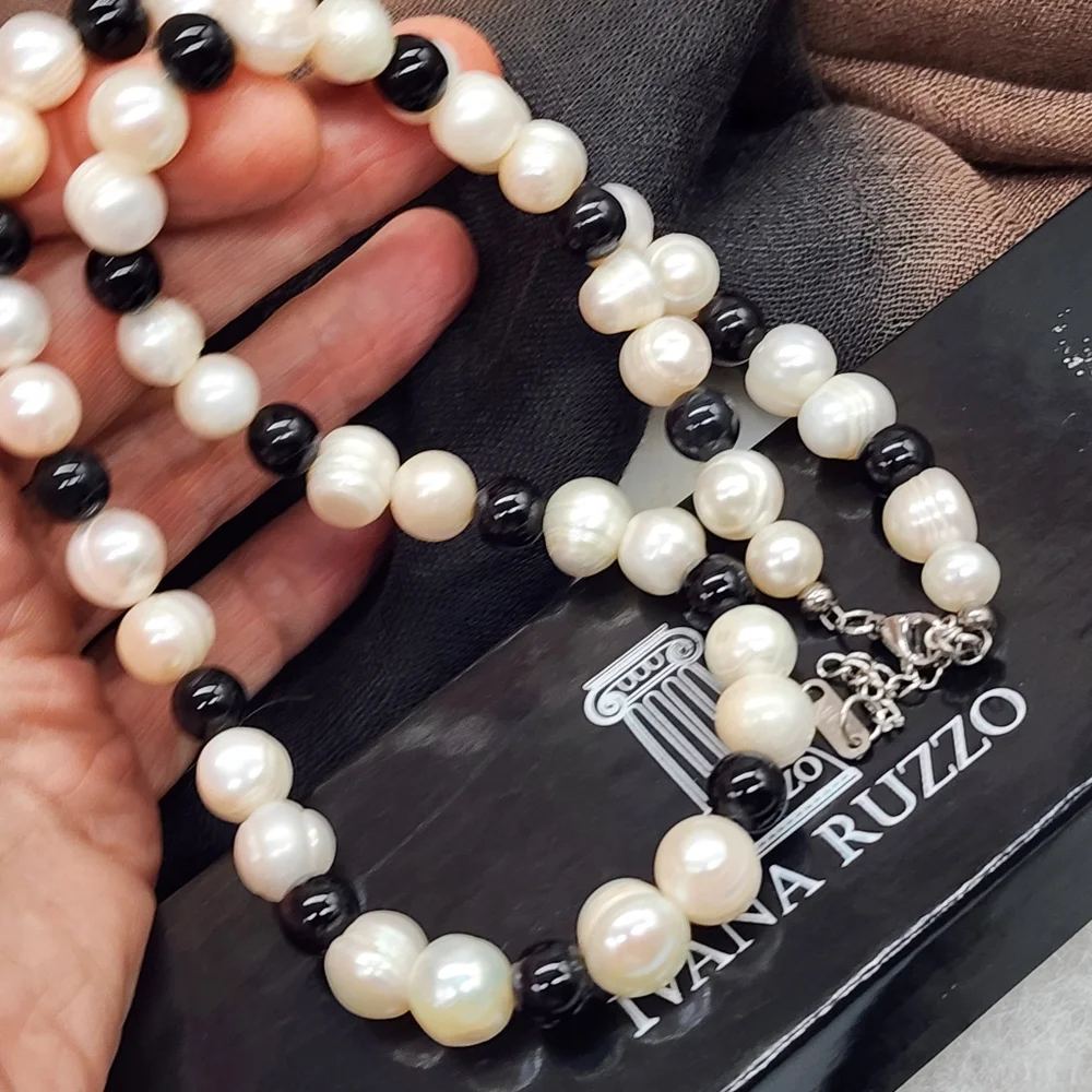 Pearl and Hematite Bead Necklace - Black & White